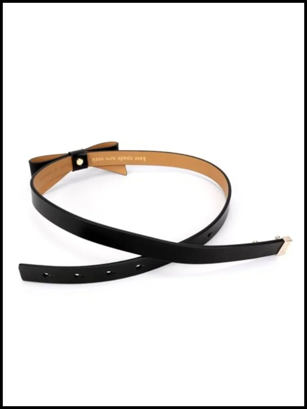 Kate Spade Women's Leather Bow Belt with Adjustable Pinhole Closure